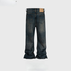 Men's Vintage Pants Men's Clothing Women's Washed Old Trousers Slight Wide Foot Jeans MIJKO