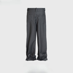 Men Vintage Pants Spliced trousers drape design grey casual trousers MIJKO