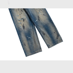 Mens Vintage Pants Distress Ripped Ripped Jeans MIJKO