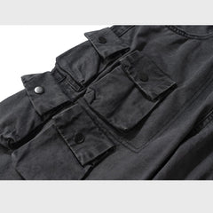 Mens Vintage Pants Multi Pocket Wide Feet Cool Jeans MIJKO