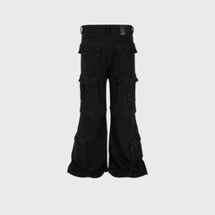 Mens Vintage Pants Black Hip Hop Unisex Bootcut Mainstream Fashion Pants MIJKO
