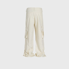 Men's Vintage Pants Multi-Pocket Unisex Spliced Optional Wide-Foot Casual Pants MIJKO