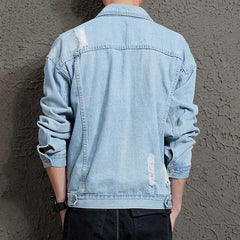 Printemps Hommes Denim Manteau Extérieur Costume Grande Taille Lâche Étudiant Jean Manteau Hommes Veste En Jean