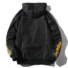Autumn Hooded Casual Denim Jacket Men's Jacket Large Size Loose Men Denim Jacket