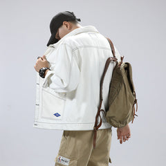 Denim Jacket Men's Spring and Autumn Loose Large Size Denim Casual Jacket Men's Denim Jacket