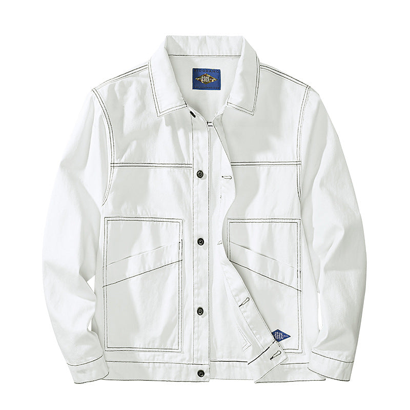 Denim Jacket Men's Spring and Autumn Loose Large Size Denim Casual Jacket Men's Denim Jacket