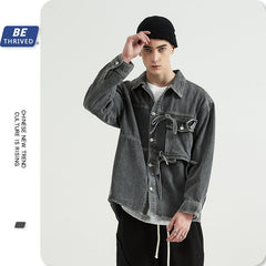 Autumn and Winter Loose Denim Jacket Retro plus Size Men's Casual Infmen Denim Jacket