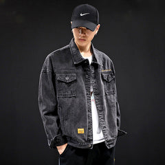 Men's Fall Denim Jacket Men's Autumn Loose Denim Jacket plus Size Men Denim Jacket