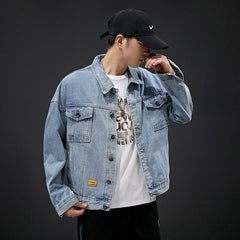 Men's Fall Denim Jacket Men's Autumn Loose Denim Jacket plus Size Men Denim Jacket
