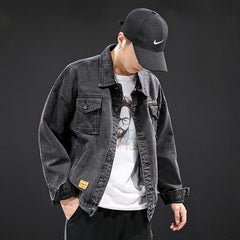 Men's Fall Denim Jacket Men's Autumn Loose Denim Jacket plus Size Men Denim Jacket