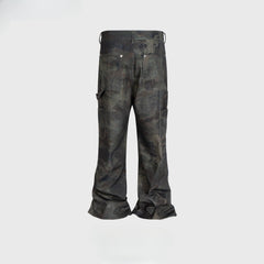 Men's Vintage Pants Men's Women's Camouflage Wide-footed Trousers MIJKO