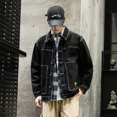 Men's Fall Denim Jacket Men's Loose plus Size Casual Top Jacket Men Denim Jacket