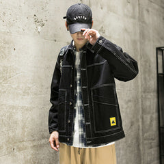 Men's Fall Denim Jacket Men's Loose plus Size Casual Top Jacket Men Denim Jacket