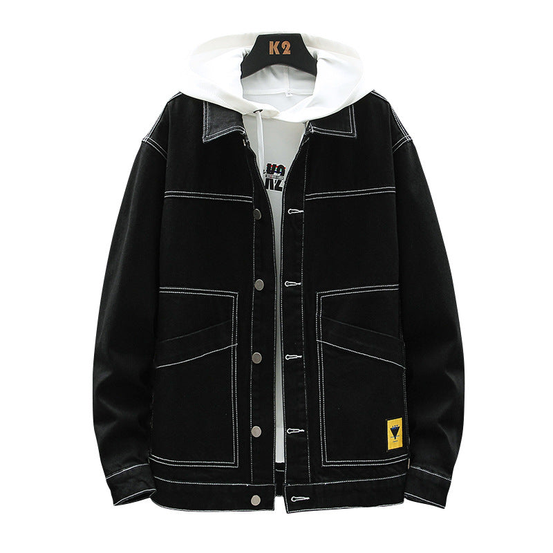 Men's Fall Denim Jacket Men's Loose plus Size Casual Top Jacket Men Denim Jacket