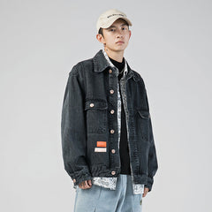 Men's Spring Leisure Loose Color Matching plus Size Jacket Denim Jacket Men Denim Jacket