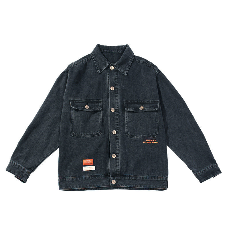 Men's Spring Leisure Loose Color Matching plus Size Jacket Denim Jacket Men Denim Jacket