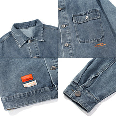 Men's Spring Leisure Loose Color Matching plus Size Jacket Denim Jacket Men Denim Jacket