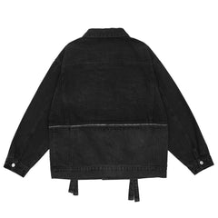 Patchwork Denim Jacket Men's Denim Clothing Trendy Loose Color Matching Plus Size Casual Men Denim Jacket