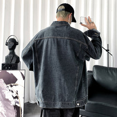 Men's Denim Jacket Men's Loose Casual plus Size Casual Top Vintage Men Denim Jacket