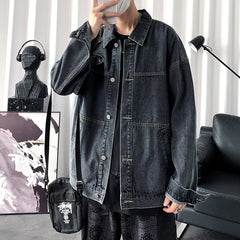 Men's Denim Jacket Men's Loose Casual plus Size Casual Top Vintage Men Denim Jacket