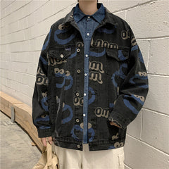 Veste en jean printemps et automne pour hommes, veste à revers ample, grande taille pour hommes