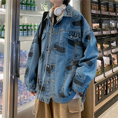 Veste en jean printemps et automne pour hommes, veste à revers ample, grande taille pour hommes