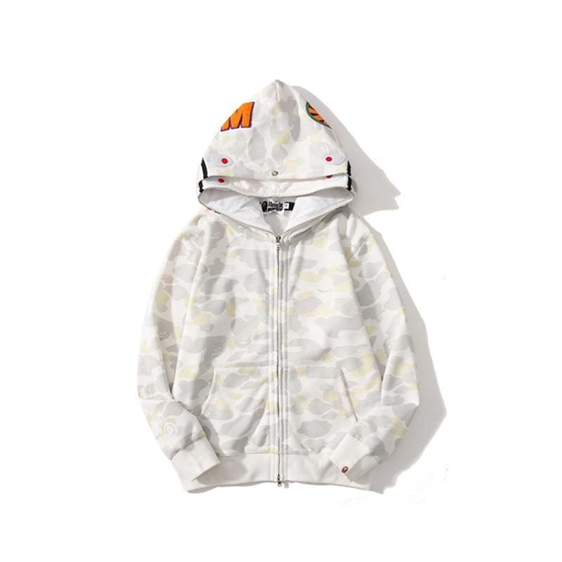Bathing AApe Hoodie Shark Head Embroidery Luminous Spot Camouflage Double Hood Brushed Hoody Men and Women