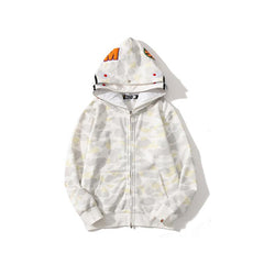 Bathing AApe Hoodie Shark Head Embroidery Luminous Spot Camouflage Double Hood Brushed Hoody Men and Women