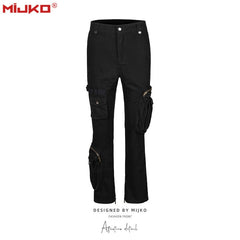 Mens Vintage Pants Chain Leg Casual Overalls MIJKO