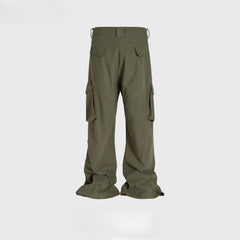 Men's Vintage Pants Men's Women's Wide-Foot Pleated Trousers Casual Overalls MIJKO