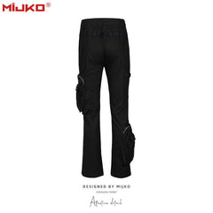 Mens Vintage Pants Chain Leg Casual Overalls MIJKO