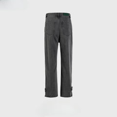 Men's Vintage Pants washed old trousers men's and women's wide trousers feet gray jeans MIJKO