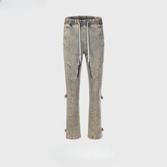 Men's Vintage Pants Men's and Women's Button-Trimmed Small Foot Jeans MIJKO