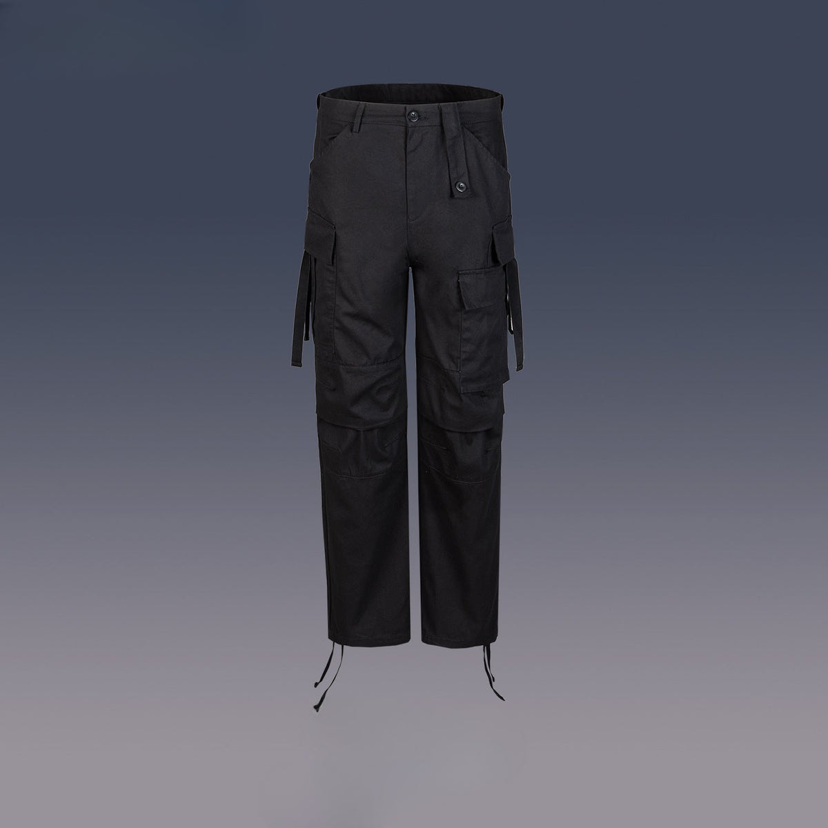 Men Vintage Pants streamer drawstring multi-pocket overalls trendy straight slacks MIJKO