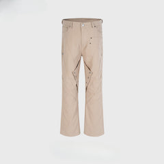 Men Vintage Pants Spliced trousers slightly wide foot button casual function MIJKO