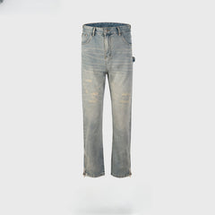 Men's Vintage Pants Men's Women's Urban Washing Water Old Slim-fit Jeans MIJKO