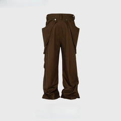 Men Vintage Pants Straight Pants Detachable Functional Multi-Pocket Wide-Foot Casual Pants MIJKO