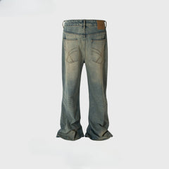 Men Vintage Pants washed old trousers slightly ripped blue jeans MIJKO