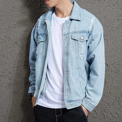 Printemps Hommes Denim Manteau Extérieur Costume Grande Taille Lâche Étudiant Jean Manteau Hommes Veste En Jean