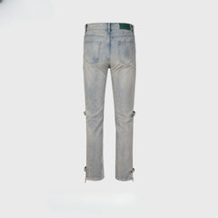 Men's Vintage Pants Men's and Women's Button-Trimmed Small Foot Jeans MIJKO