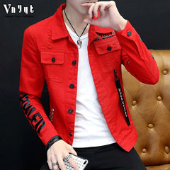 Men's Thin Jacket Men's Denim Jacket Spring Summer Cool Men's Denim Jacket Large Size Loose Men Denim Jacket