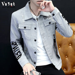 Men's Thin Jacket Men's Denim Jacket Spring Summer Cool Men's Denim Jacket Large Size Loose Men Denim Jacket