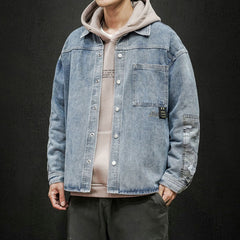 Denim Jacket Men's Spring and Autumn Workwear Men's Large Size Loose Casual Men's Outfit Tops Men Denim Jacket