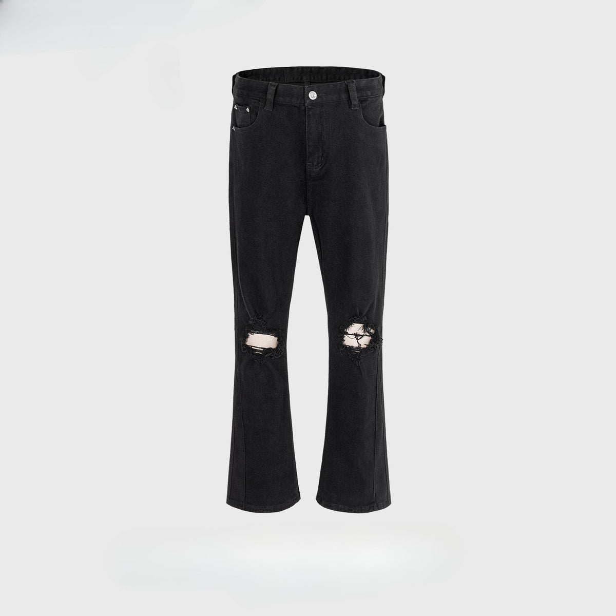 Men's Vintage Pants Ripped trousers Men's and women's high street slightly wide-footed jeans MIJKO