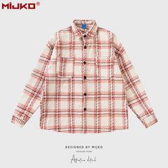 Mens Jacket Loose Plaid Jacket Unisex MIJKO