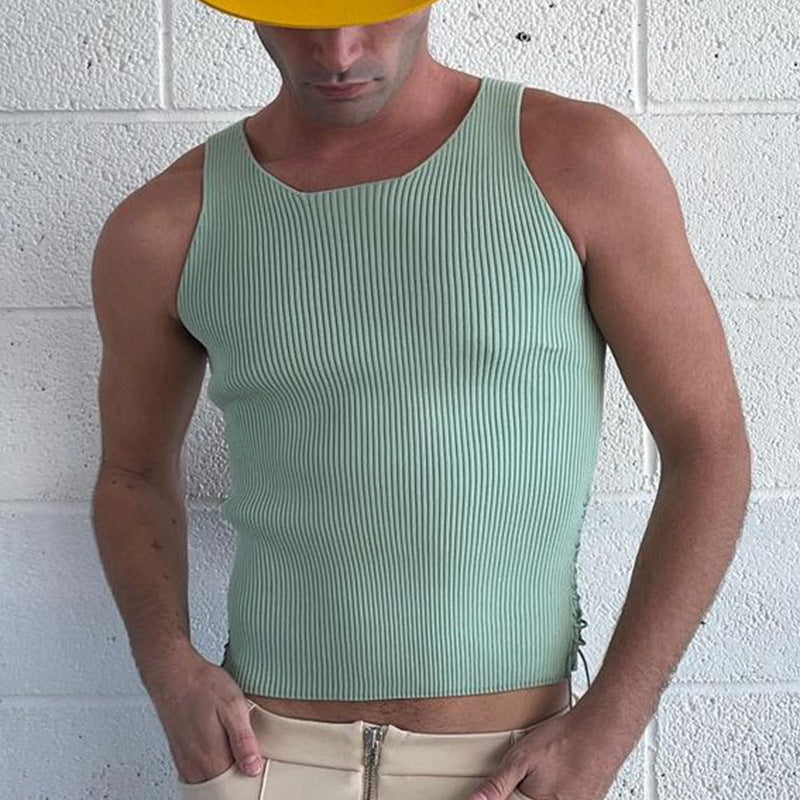 Rave Outfits Mens Vest Irregular Shoulder Strap