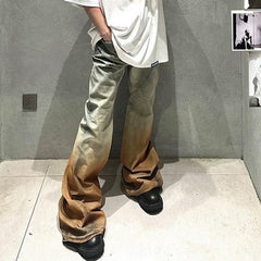 Mens Vintage Pants Mens Women's RICK Trousers Wide Feet Old Micro-pull Jeans MIJKO