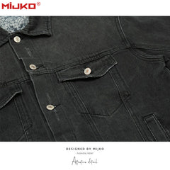 Mens Jacket Distress Denim Jacket MIJKO