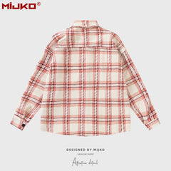 Mens Jacket Loose Plaid Jacket Unisex MIJKO