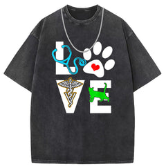 Men T Shirts Washed Old Printed Short Sleeve T-Shirts Loose Casual